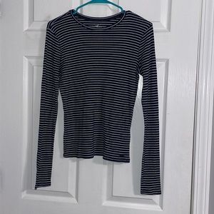 Hollister Dark Blue and White Long Sleeve Medium